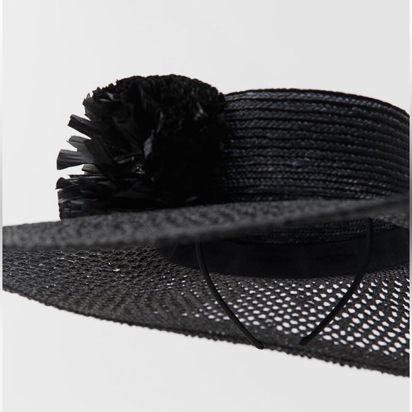 NWT Zara Limited Edition Floral Raffia Wide Brim Sun Picture Hat main image 7